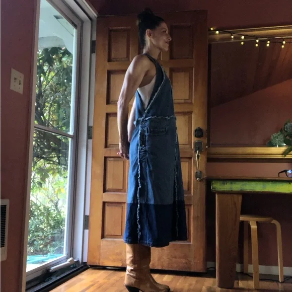Acne Studios Midi Length Denim Bib Dress Sz 8 (could likely fit 4-10) - Picture 2 of 10